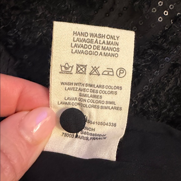 NWT FRNCH Small Edmee Sequin/textured Balloon Sleeve Cropped Black Blouse - Picture 11 of 12
